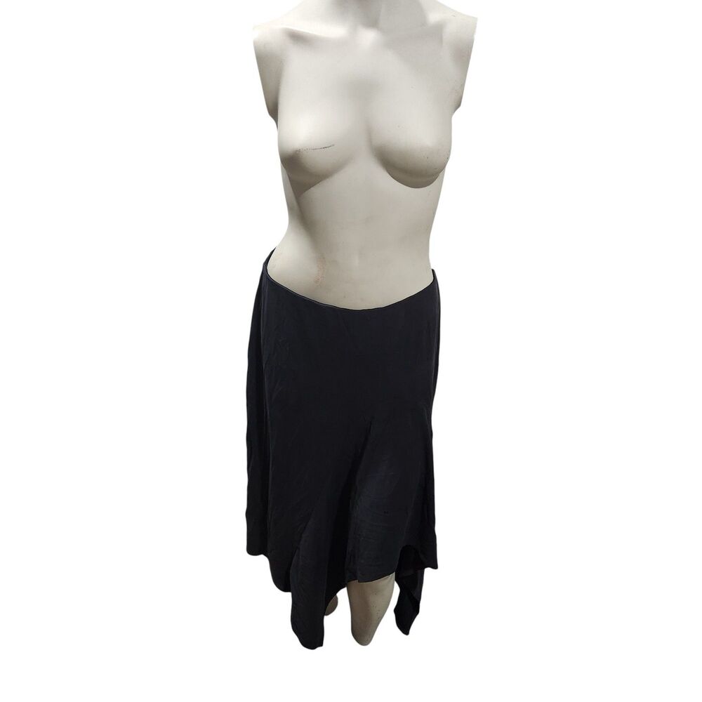White House Black Market Black‎ Midi Skirt L Asymmetrical Hem Stretch